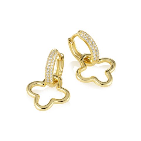 Øreringer Kløver 925 Forgylt Sølv