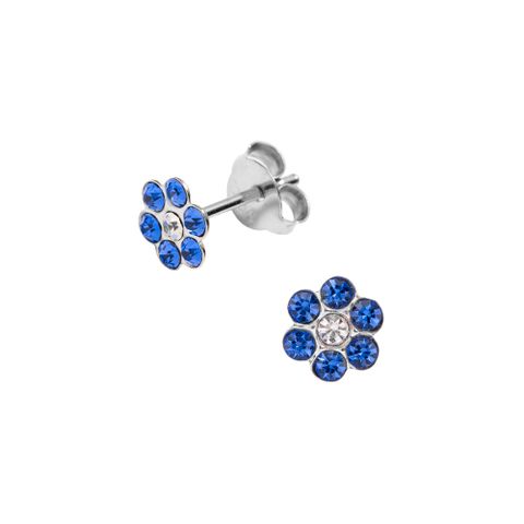 Øredobber Krystall 925 Sølv Mørkeblå