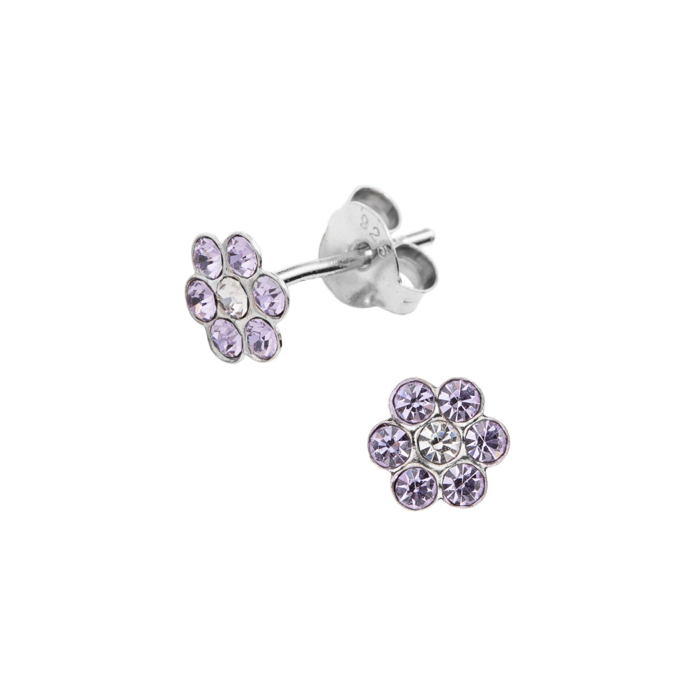 Øredobber Krystall 925 Sølv Lilla