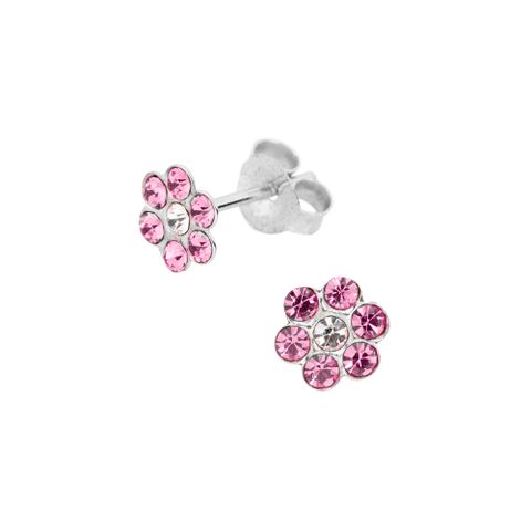Øredobber Krystall 925 Sølv Rosa