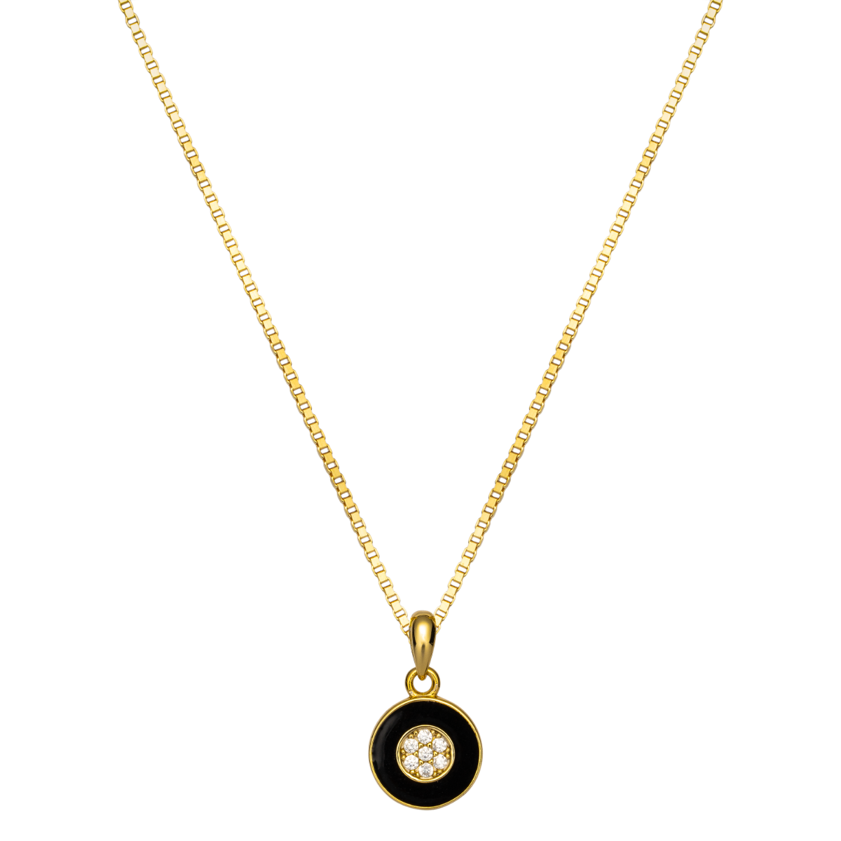 Emaljesmykke 925 Forgylt Sølv Sort