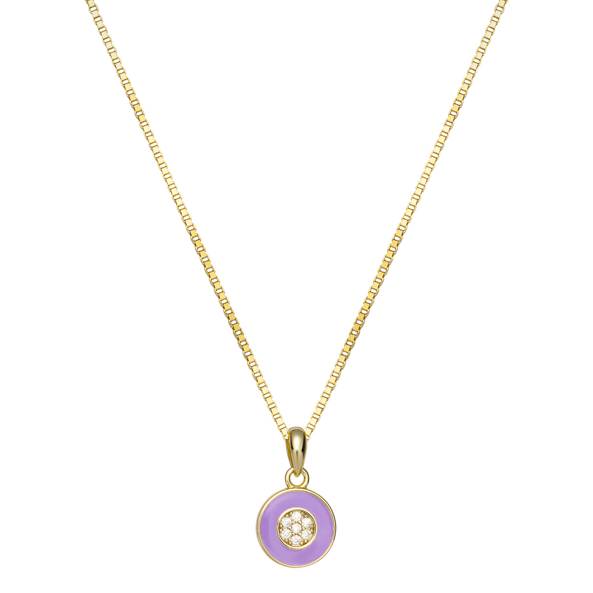 Emaljesmykke 925 Forgylt Sølv Lilla