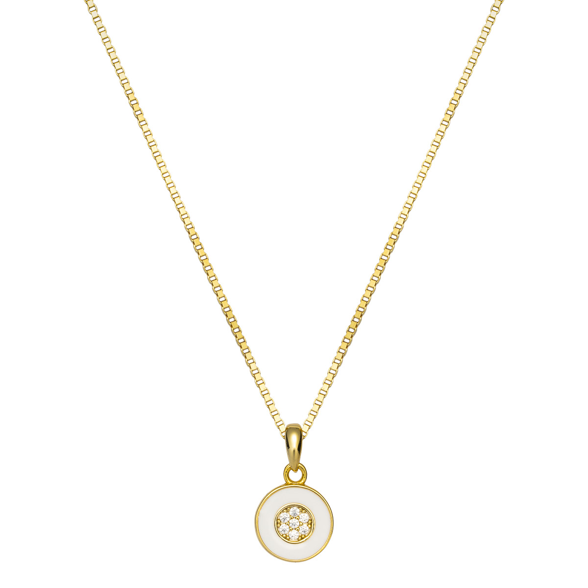 Emaljesmykke 925 Forgylt Sølv Hvit