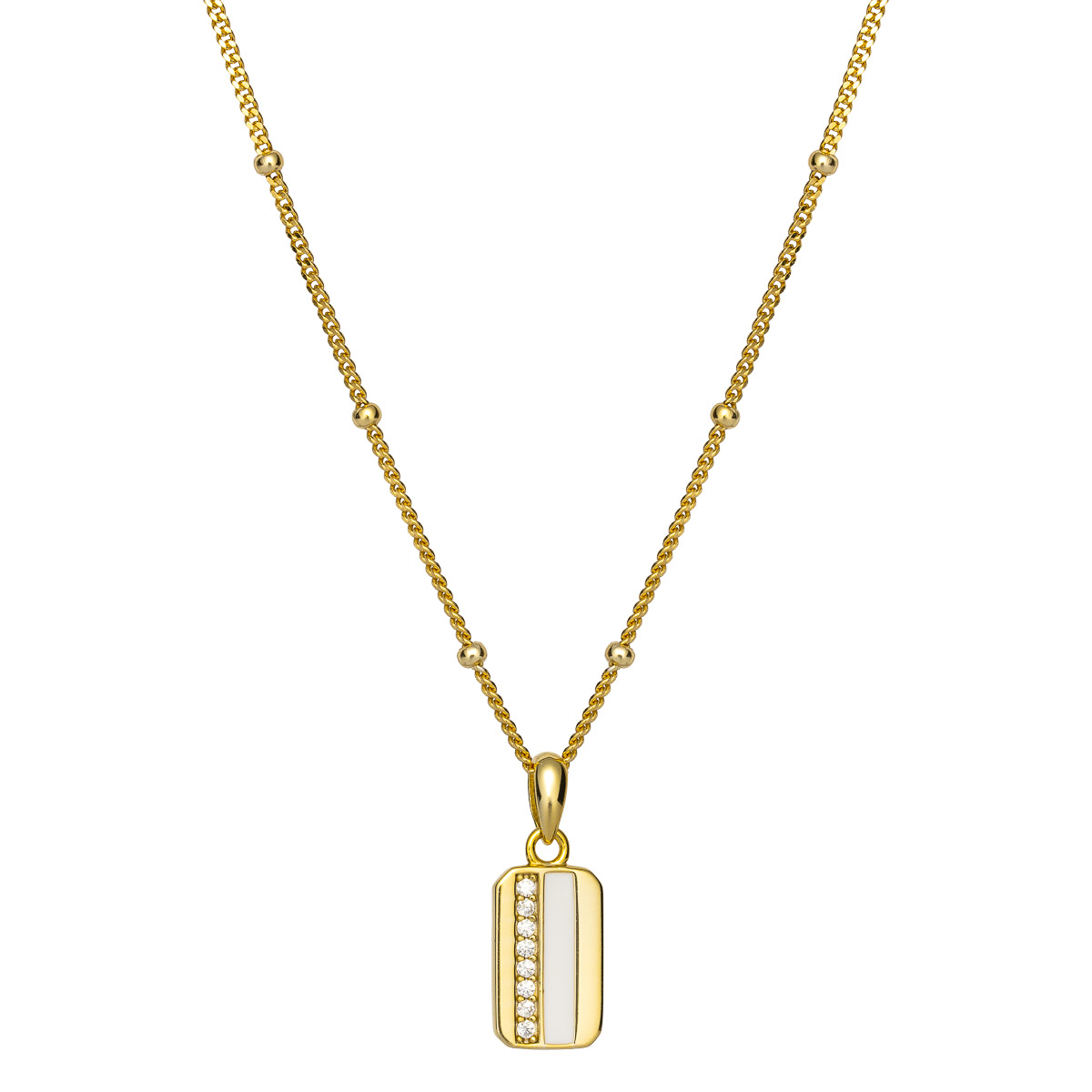 Emaljesmykke 925 Forgylt Sølv Hvit