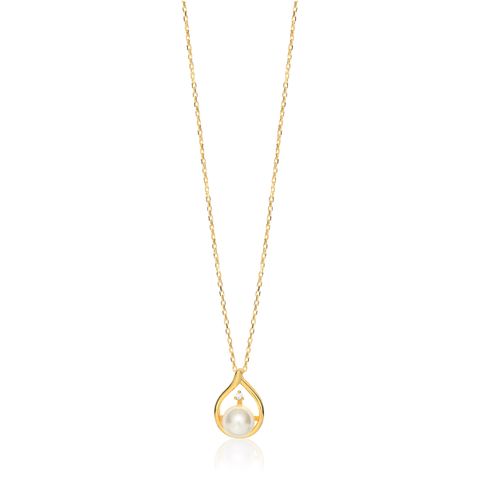 Halssmykke Perle 925 Forgylt Sølv