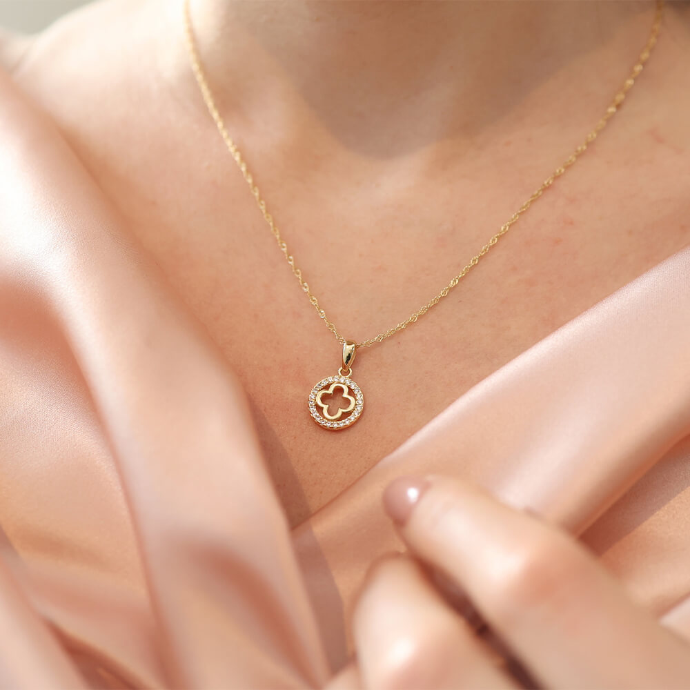 Halssmykke Kløver 925 Forgylt Sølv