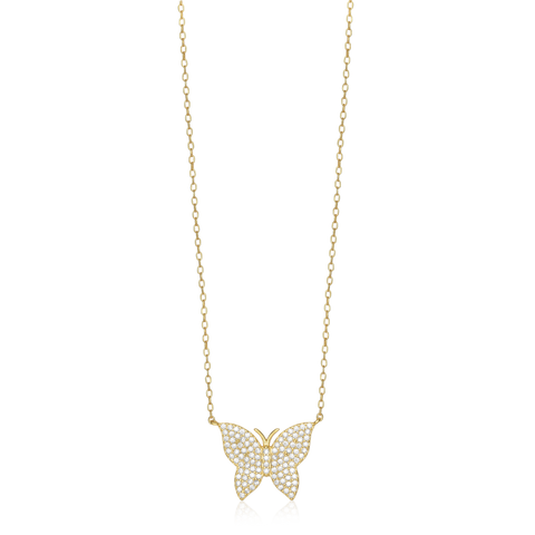 Halssmykke Sommerfugl 925 Forgylt Sølv