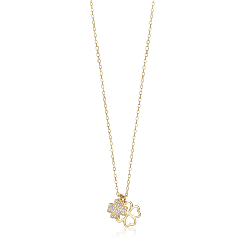 Halssmykke Kløver 925 Forgylt Sølv