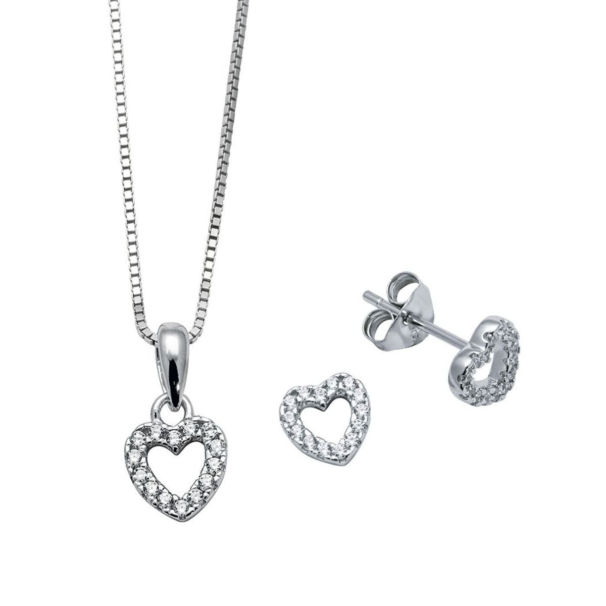 Smykkesett Hjerte Sølv