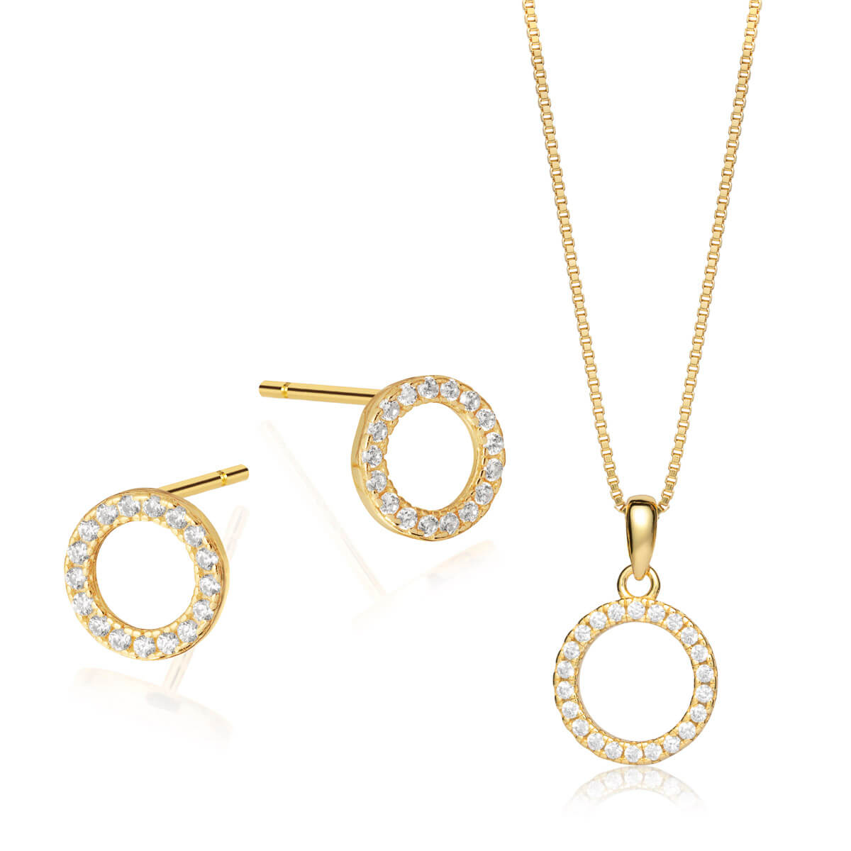 Smykkesett 925 Forgylt Sølv