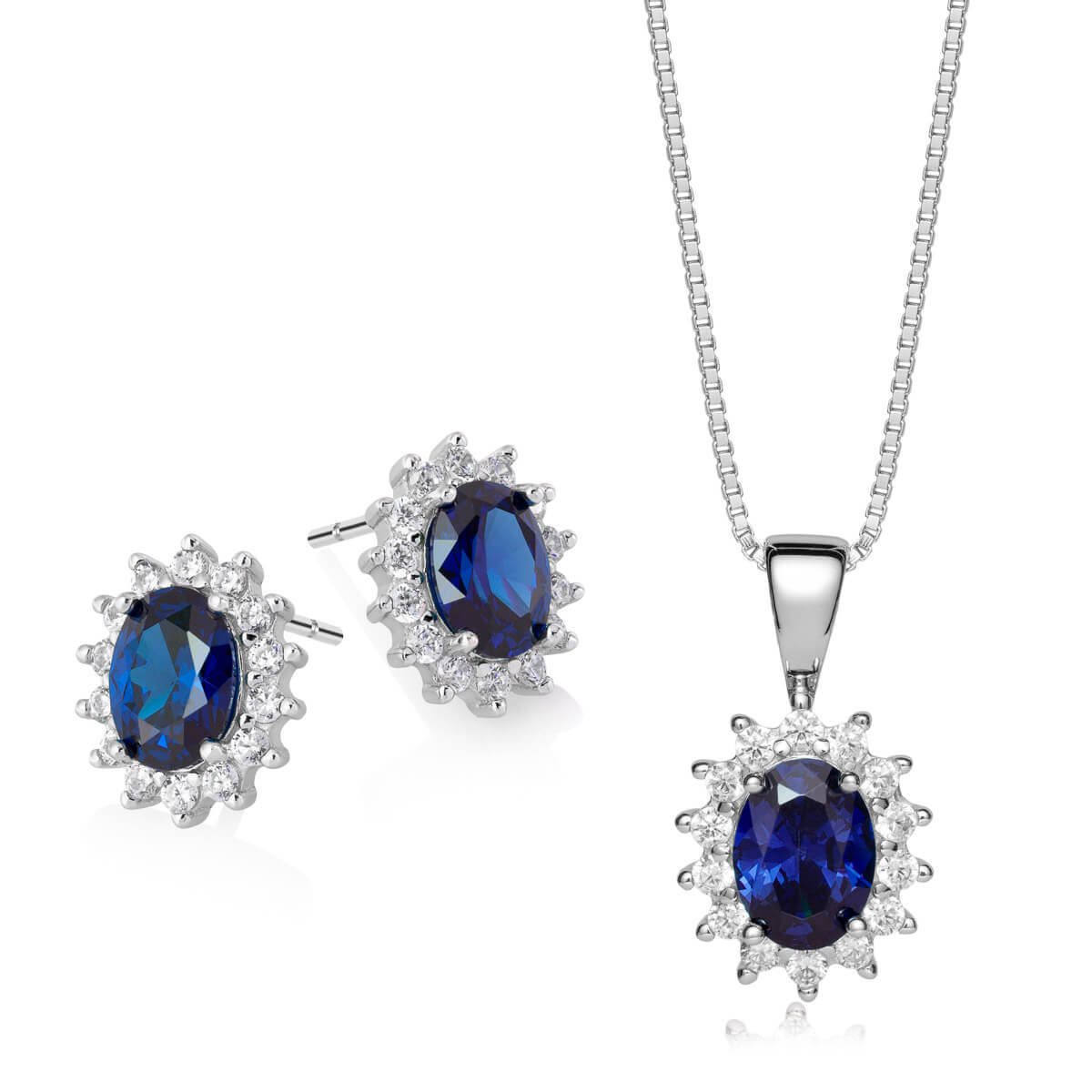Smykkesett Rosett 925 Sølv Blå