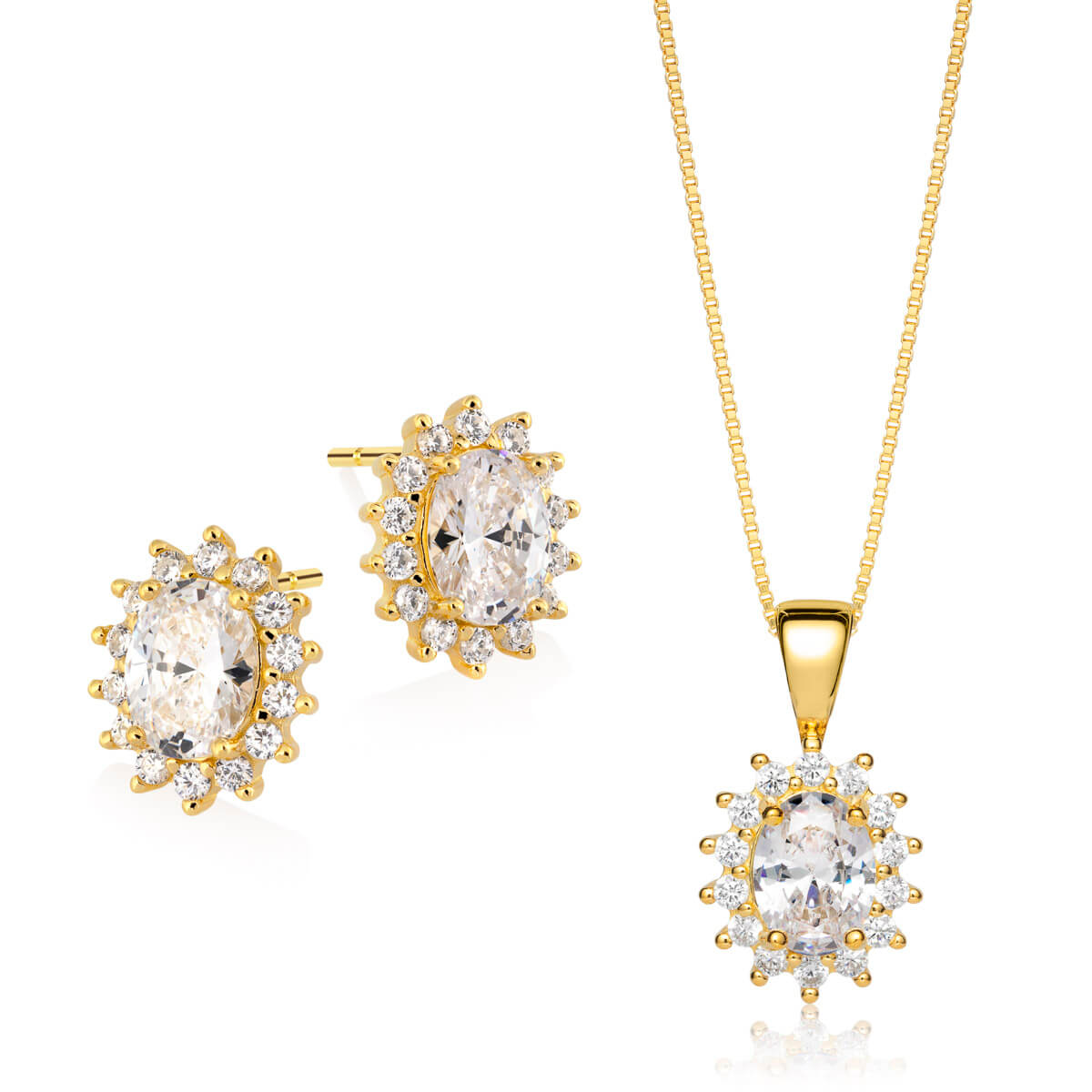 Smykkesett Rosett 925 Forgylt Sølv