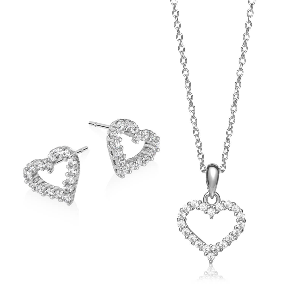Smykkesett Hjerter 925 Sølv