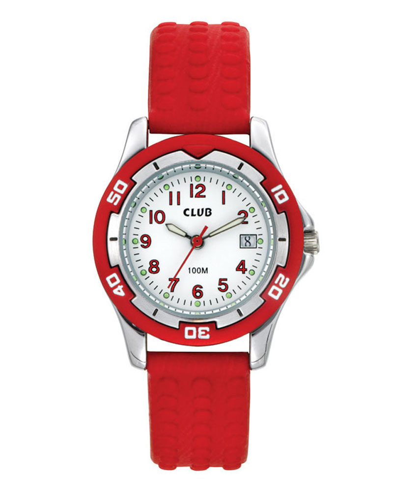 Barneklokke Silikonrem Rød 