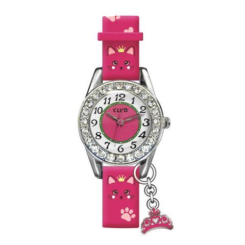 Barneklokke Katt Rosa 28 mm