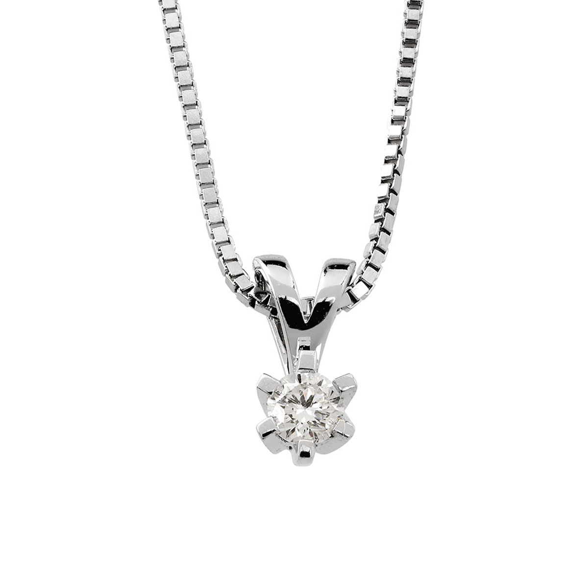 Helene Diamantsmykke 585 Hvitt Gull 0,10 ct.