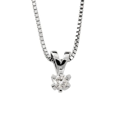 Helene Diamantsmykke 585 Hvitt Gull 0,10 ct.