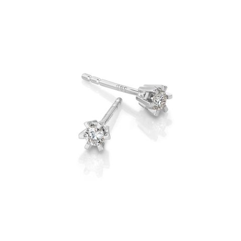 Diamantøredobber 585 Hvitt Gull 0,10 ct