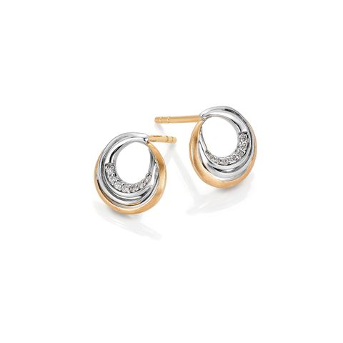 Diamantøredobber 585 Tofarget Gull 0,04 ct