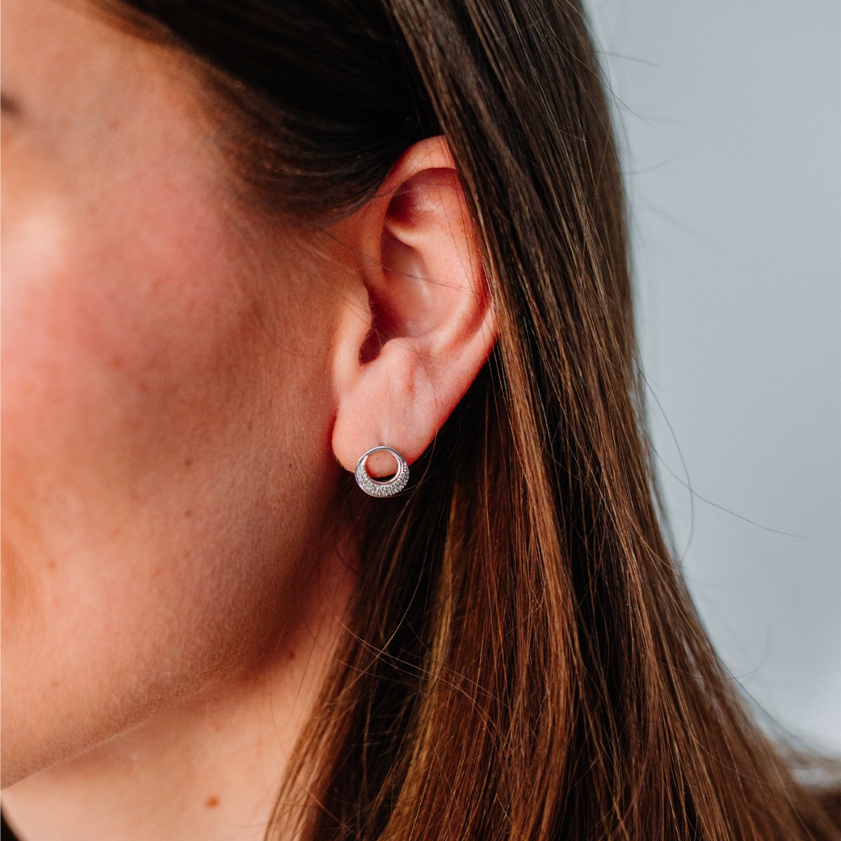 Diamantøredobber 585 Hvitt Gull 0,06 ct