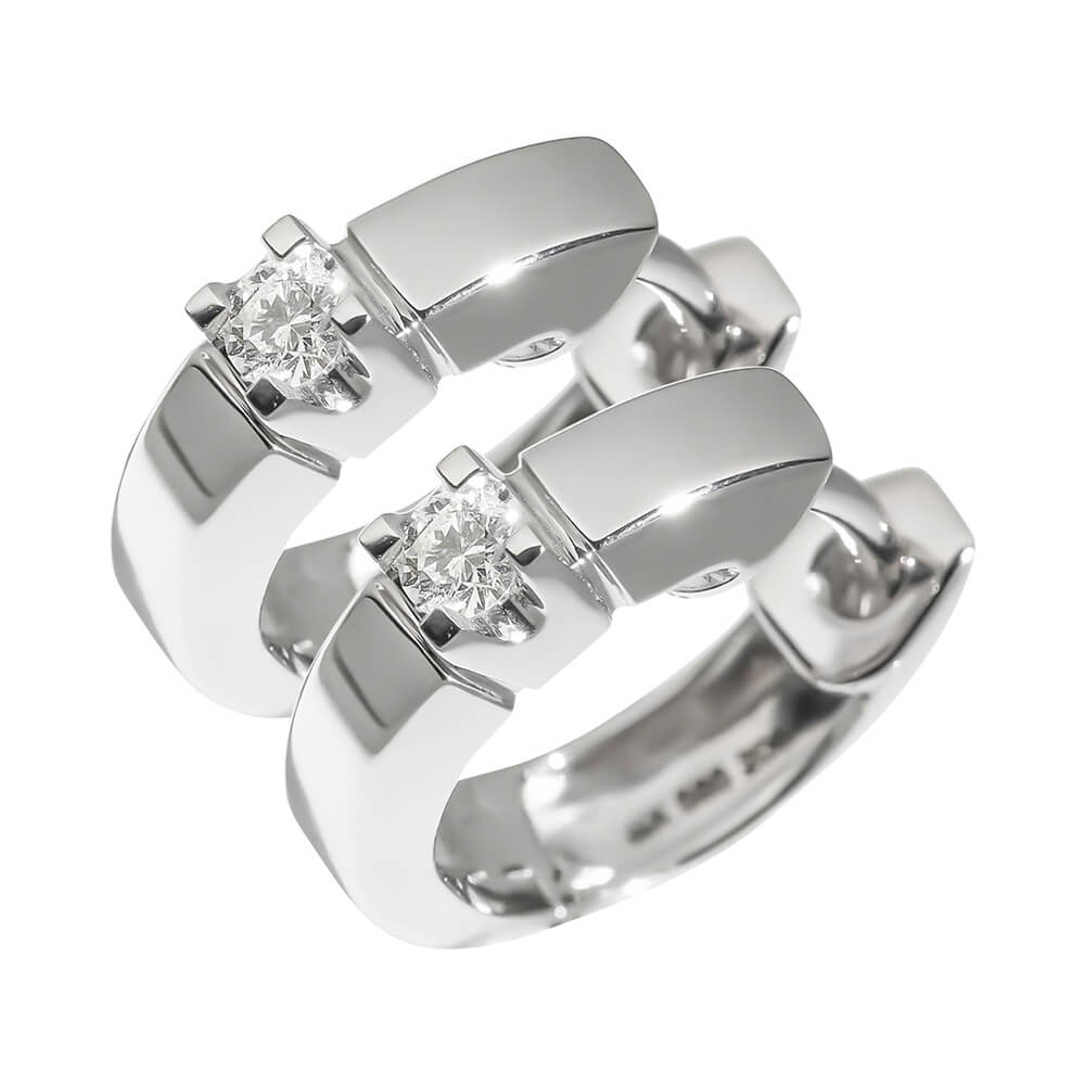 Diamantøreringer 585 Hvitt Gull 0,10 ct