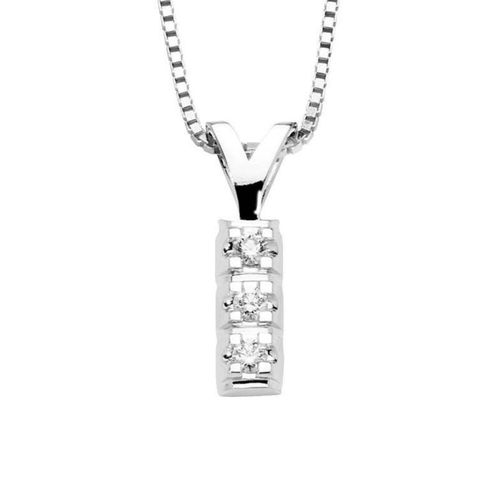 Diamantsmykke 585 Hvitt Gull 0,15 ct