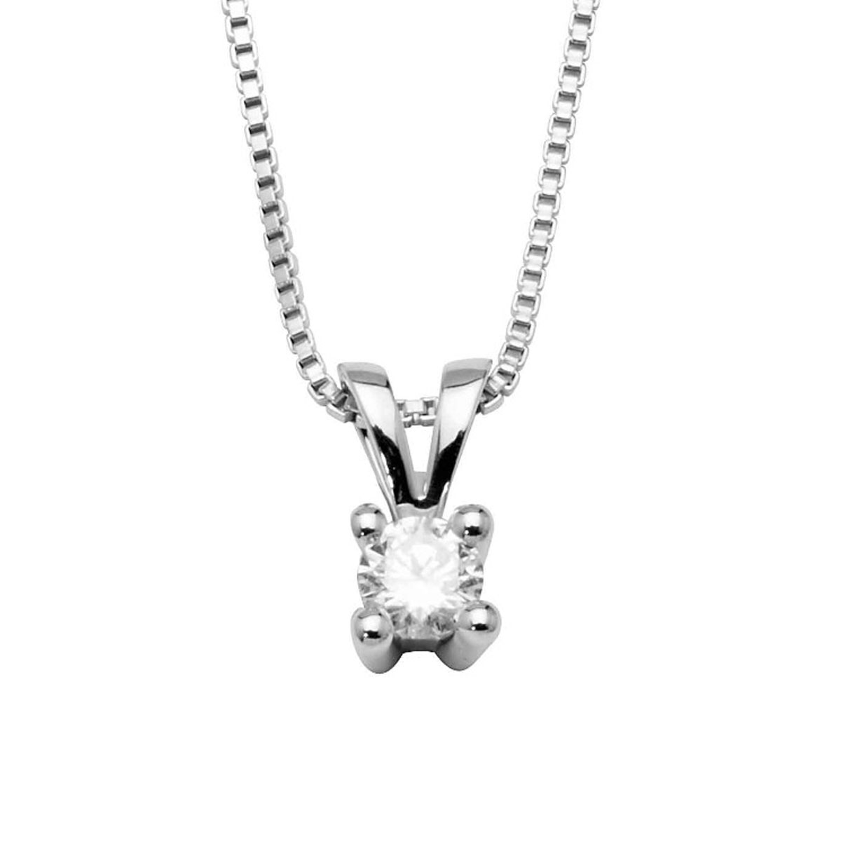 Diamantsmykke 585 Hvitt Gull 0,24 ct.