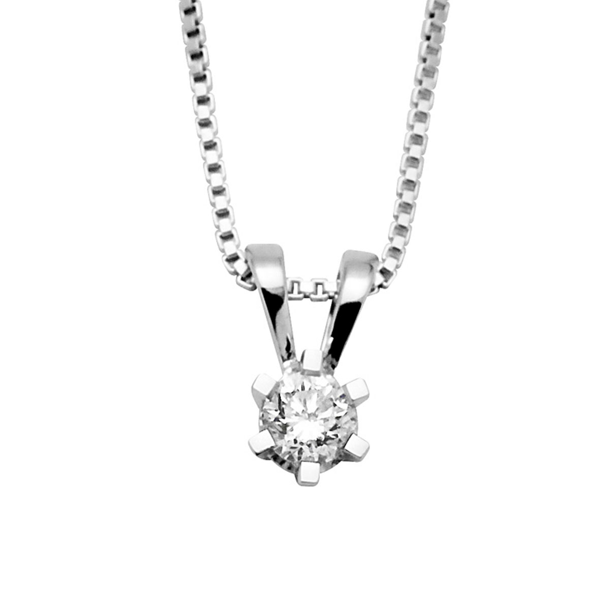 Diamantsmykke 585 Hvitt Gull 0,26 ct.
