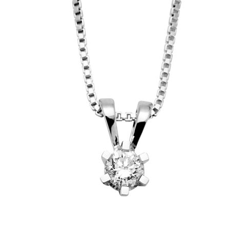 Diamantsmykke 585 Hvitt Gull 0,26 ct.