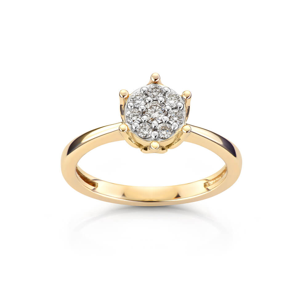 Diamantring 375 Gult Gull 0,25 ct