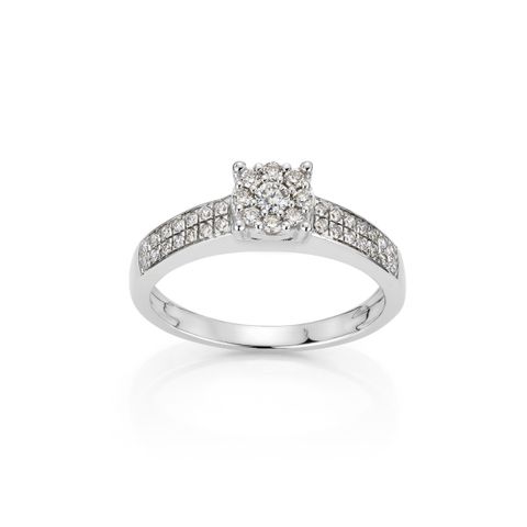 Diamantring 375 Hvitt Gull 0,30 ct.