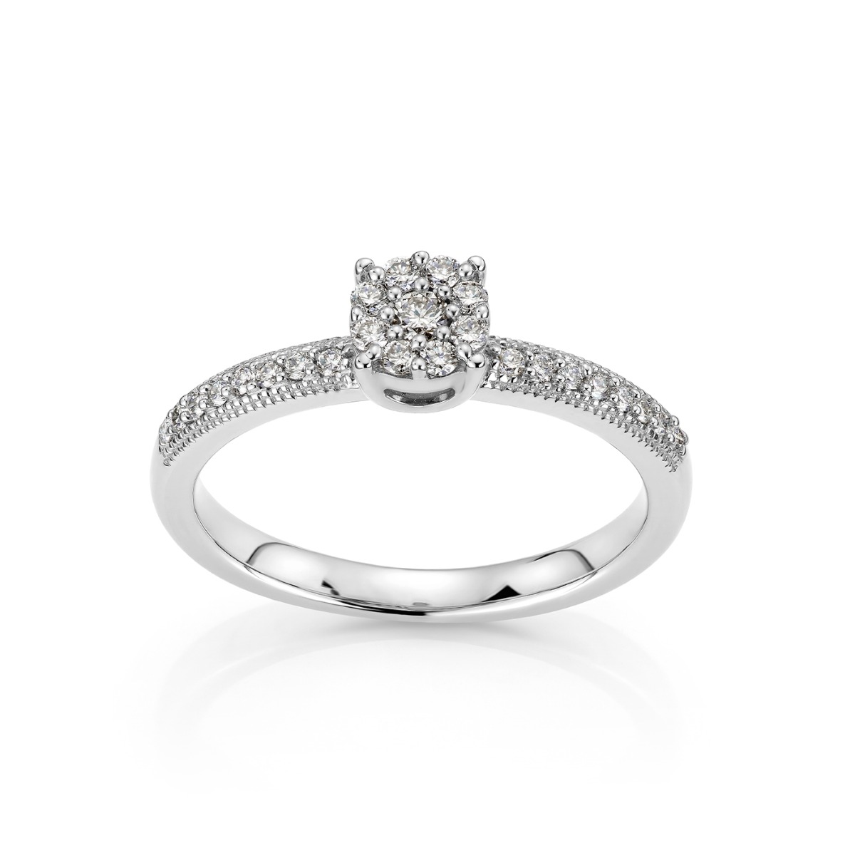 Diamantring 375 Hvitt Gull 0,24 ct