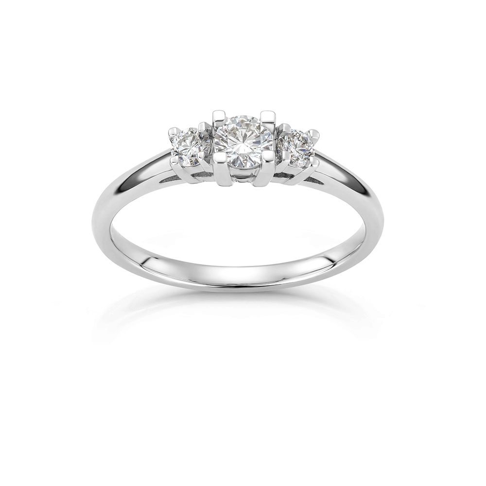 Diamantring 585 Hvitt Gull 0,40 ct