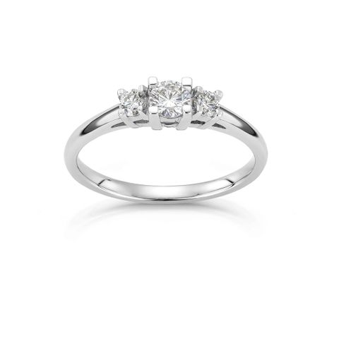 Diamantring 585 Hvitt Gull 0,40 ct