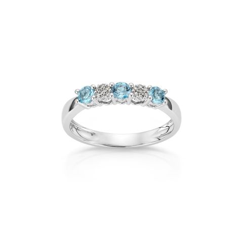 Diamantring Topas 375 Hvitt Gull 0,04 ct