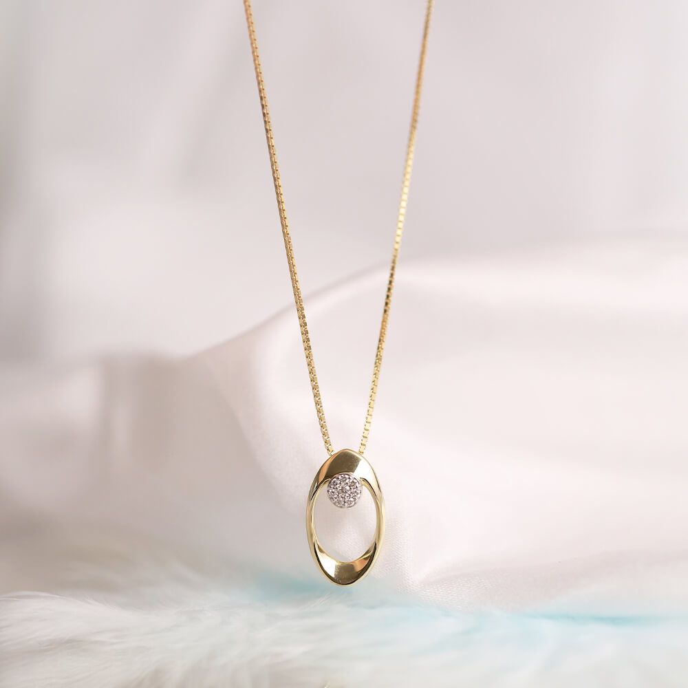 Diamantsmykke 375 Gult Gull 0,06 ct