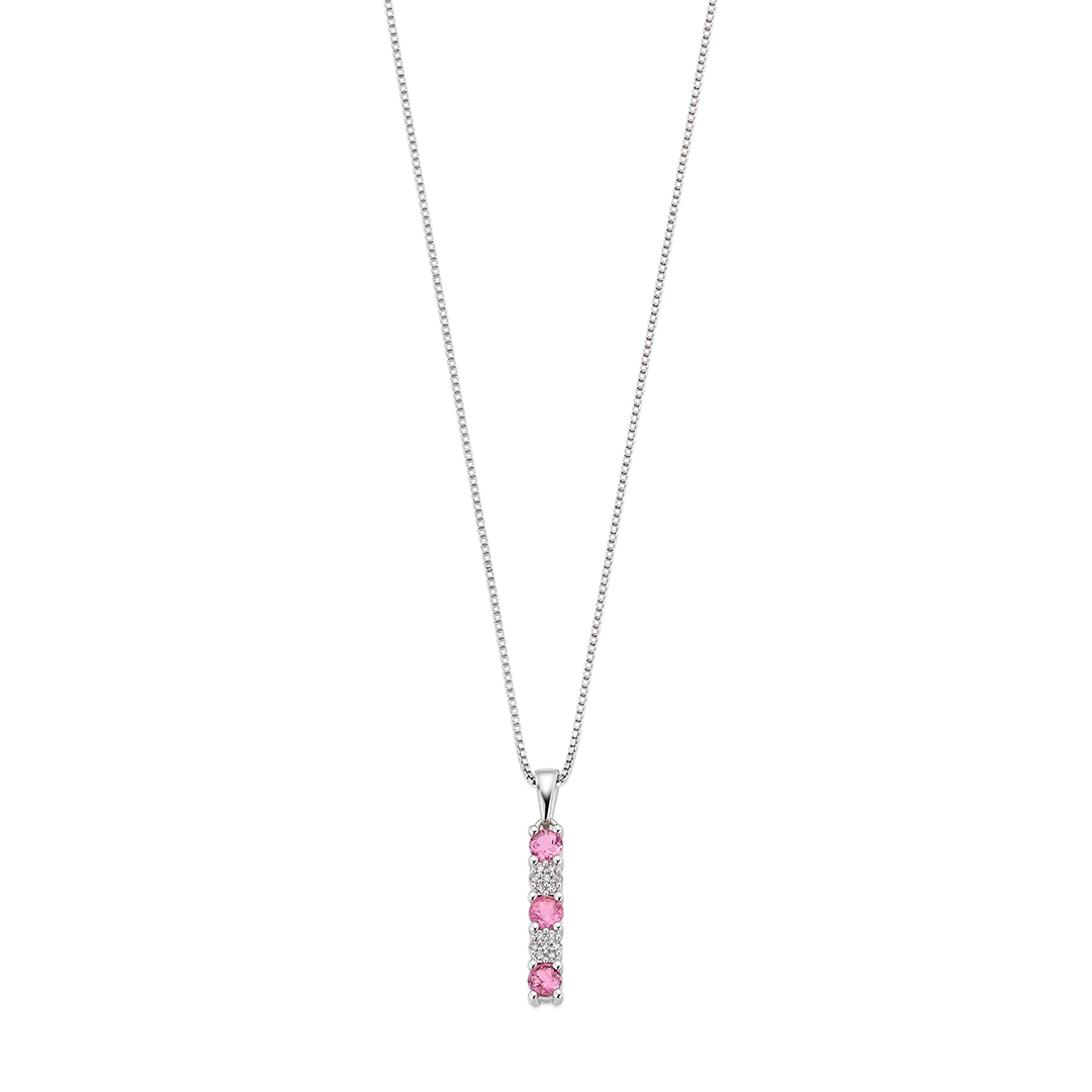 Diamantsmykke 375 Hvitt Gull 0,04 ct