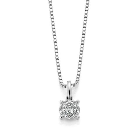 Diamantsmykke 375 Hvitt Gull 0,11 ct
