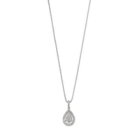 Diamantsmykke 375 Hvitt Gull 0,19 ct