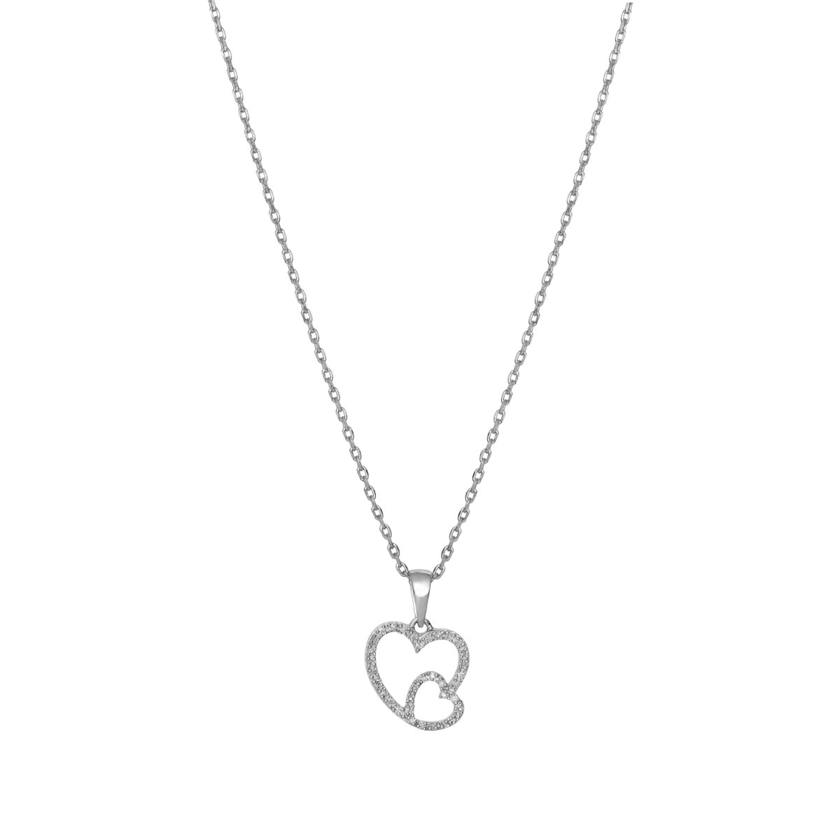 Diamantsmykke 585 Hvitt Gull 0,07 ct.