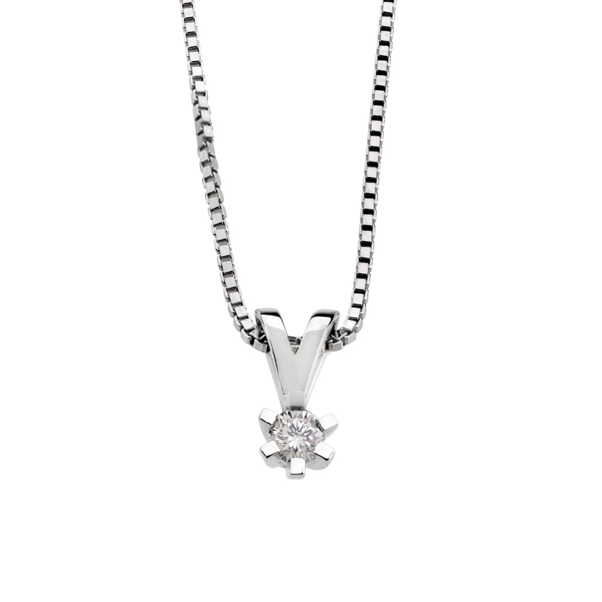 Diamantsmykke 585 Hvitt Gull 0,07 ct