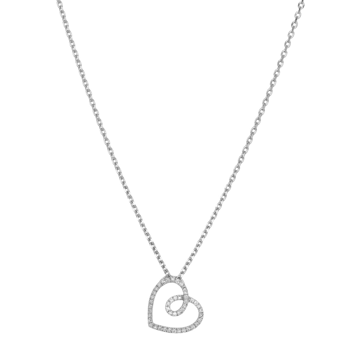 Diamantsmykke 585 Hvitt Gull 0,08 ct.