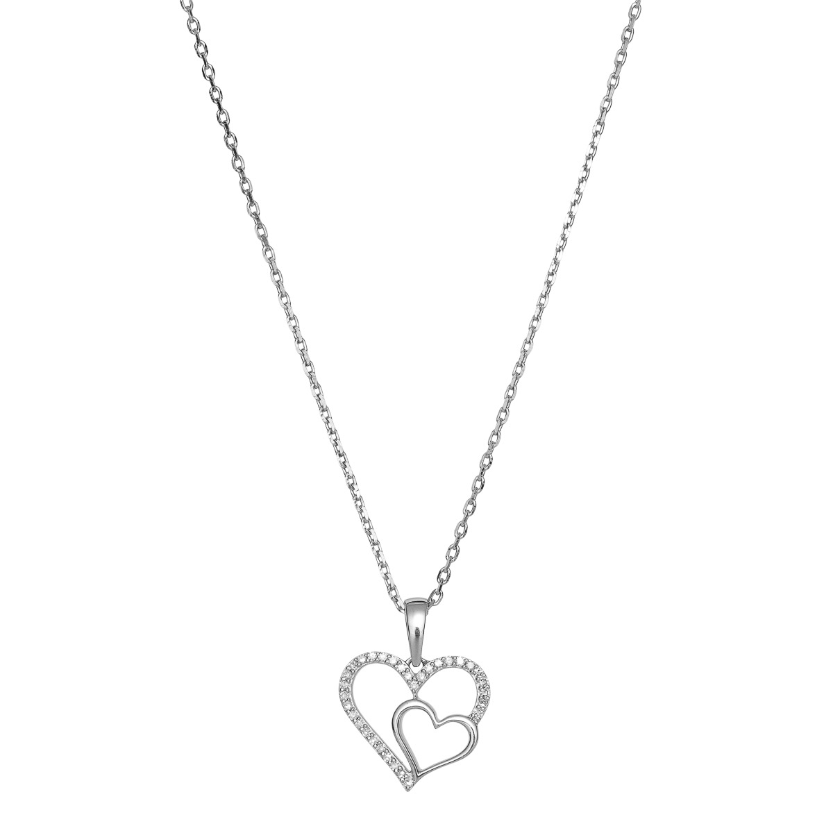 Diamantsmykke 585 Hvitt Gull 0,08 ct