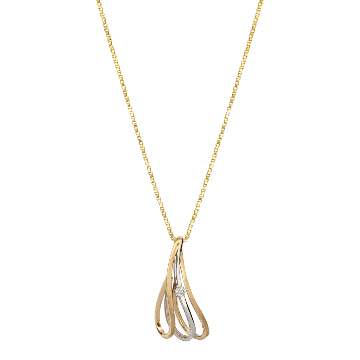 Diamantsmykke 585 Tofarget Gull 0,04 ct