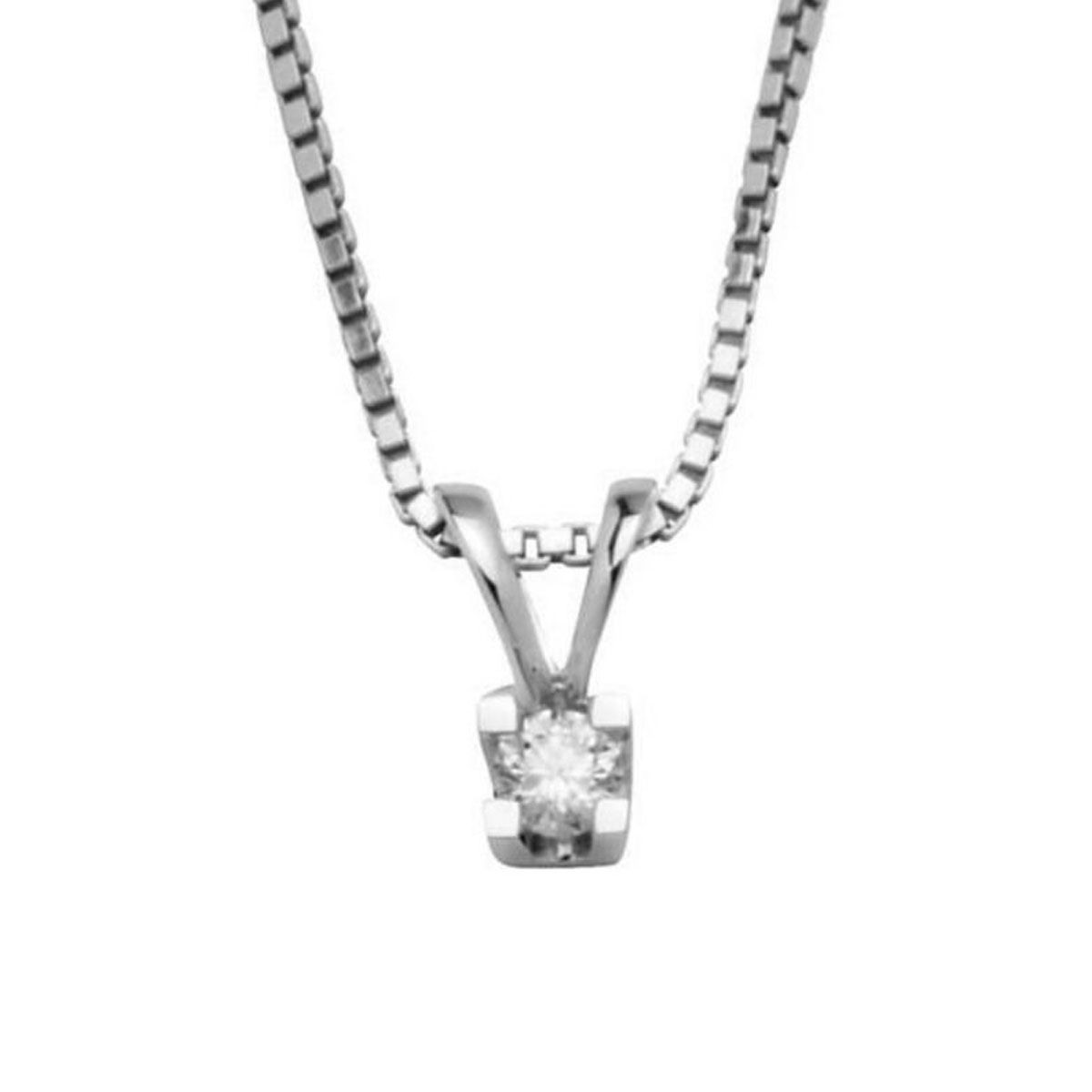 Diamantsmykke 585 Hvitt Gull 0,08 ct