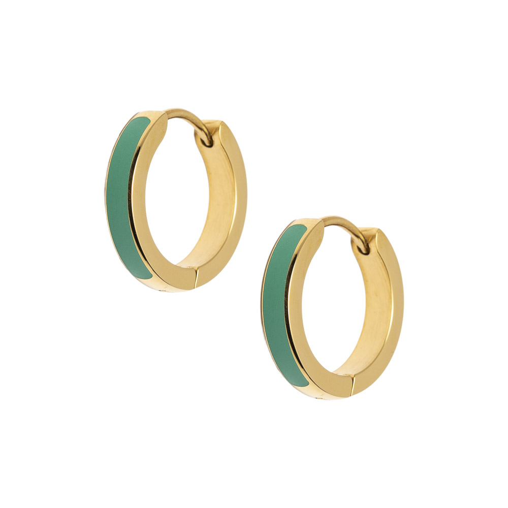 Emaljeøreringer Gullfarget Stål Grønn