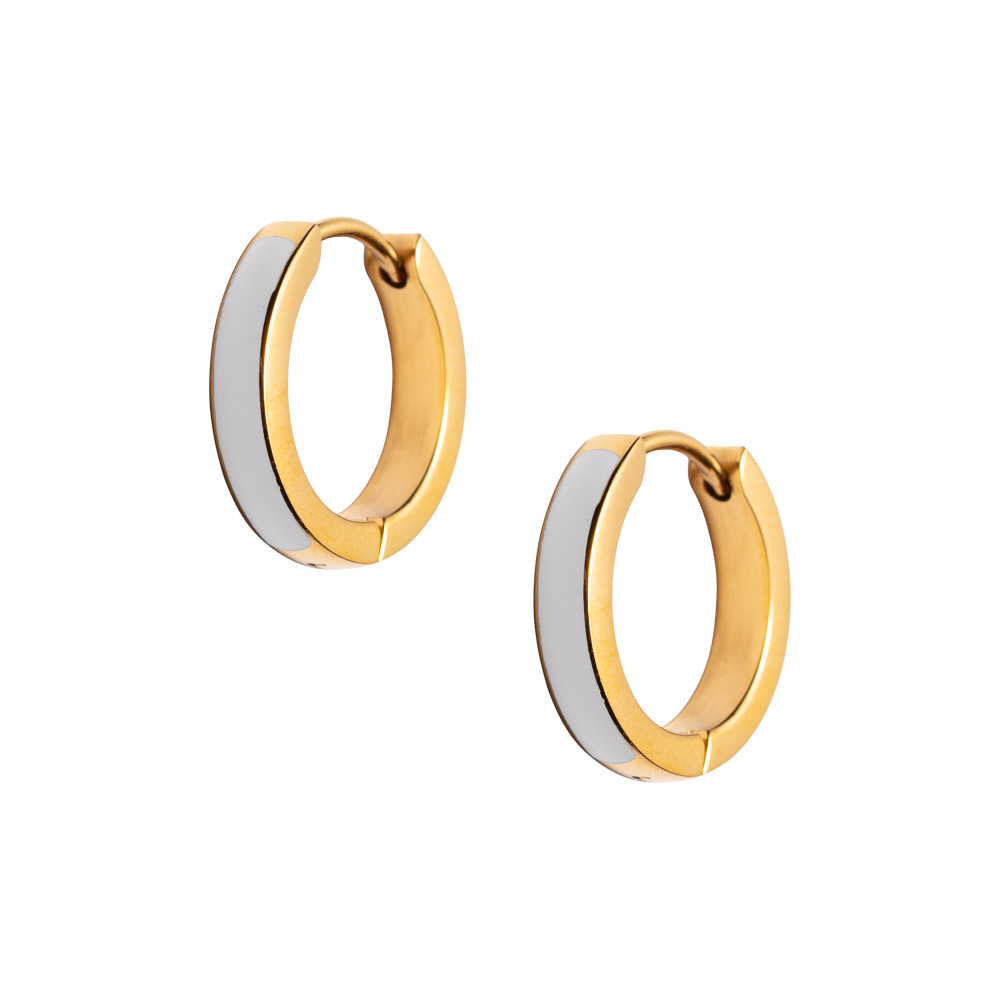 Emaljeøreringer Gullfarget Stål Hvit