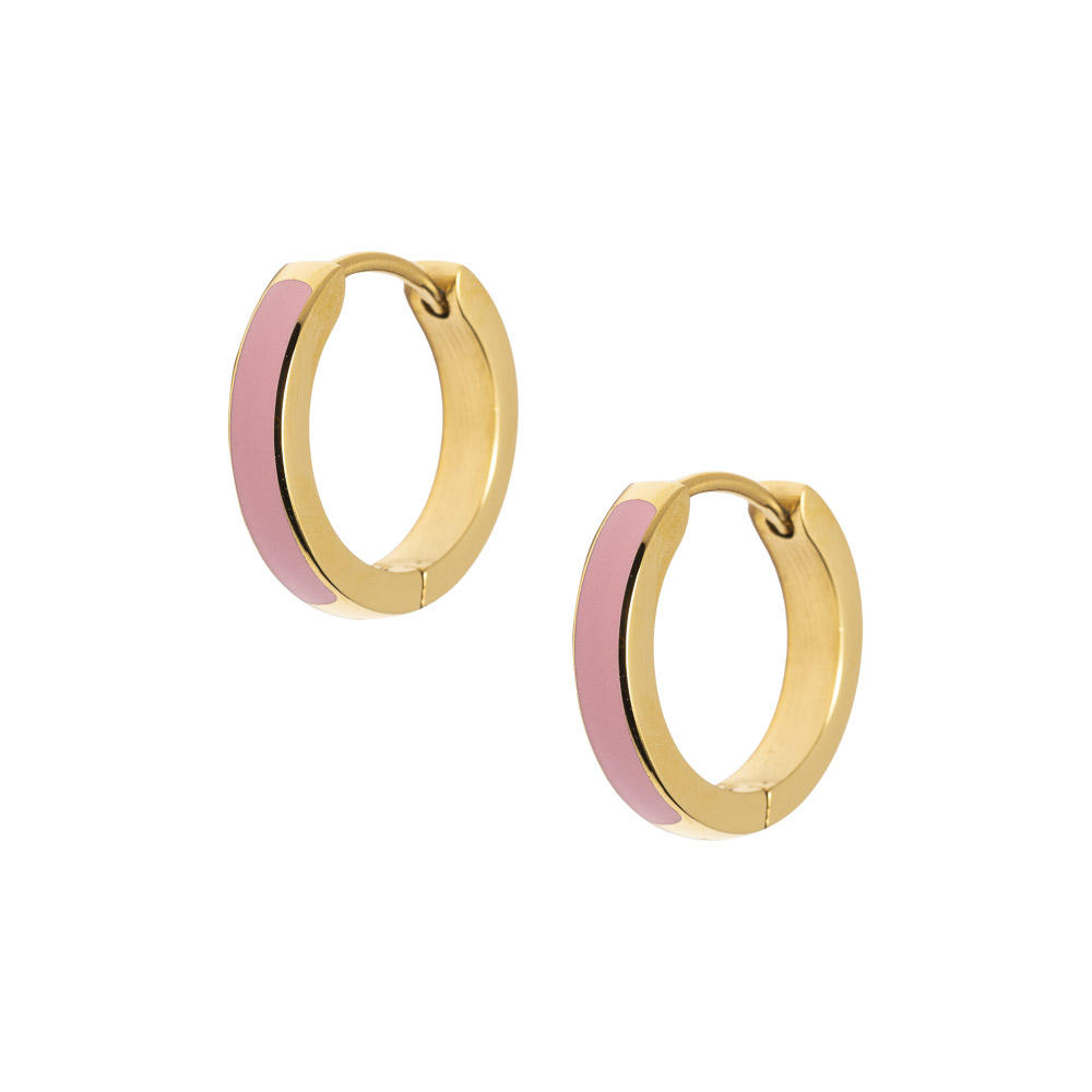 Emaljeøreringer Gullfarget Stål Lyserosa