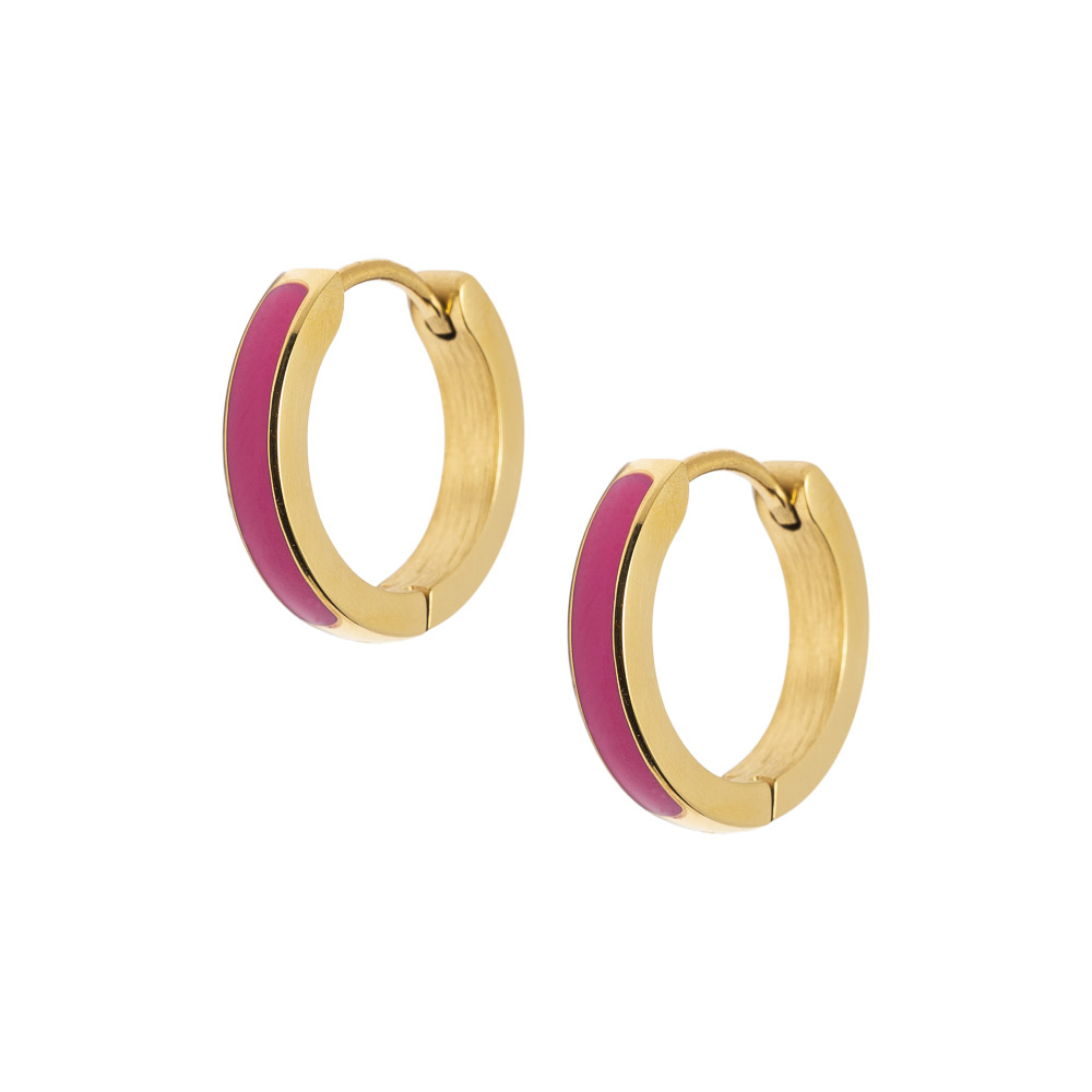 Emaljeøreringer Gullfarget Stål Rosa