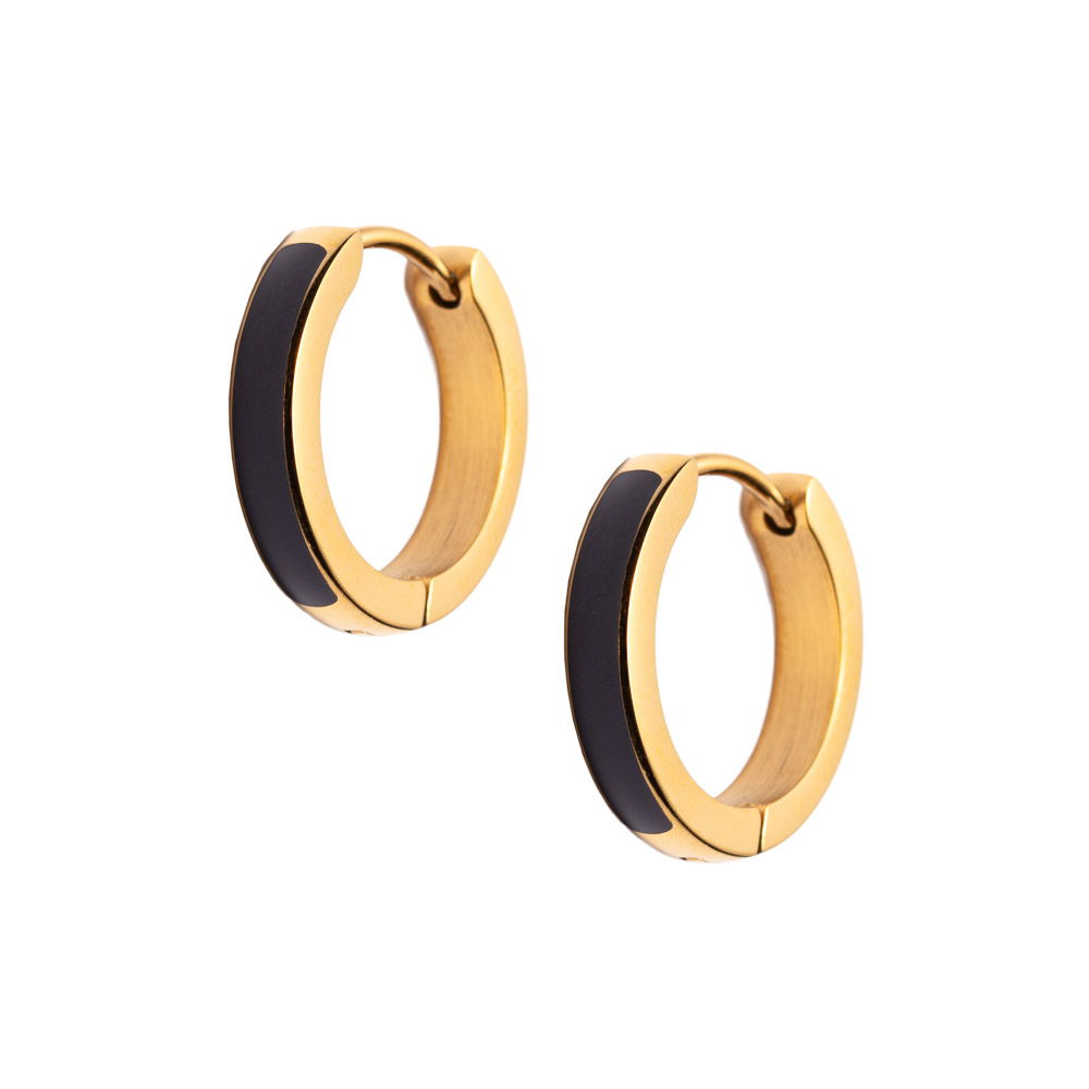 Emaljeøreringer Gullfarget Stål Sort